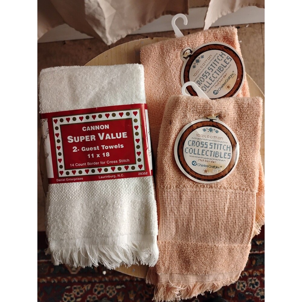 Vintage New Bundle Cannon Value and Cross Stitch Collectibles Guest Towels